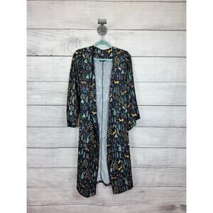 Summer Salt Women's Navy Wildlife Forest Graphic Printed Robe Size XS/S